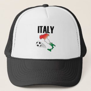 Italy Football Fan Map Boot Soccer Ball Trucker Hat
