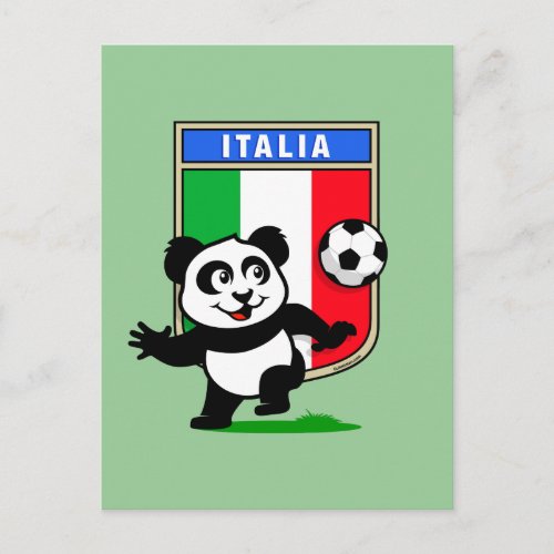 Italy Football Panda Postcard