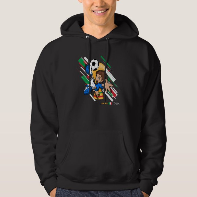 Italy Football Soccer Kids Playing Soccer Goal Dab Hoodie (Front)