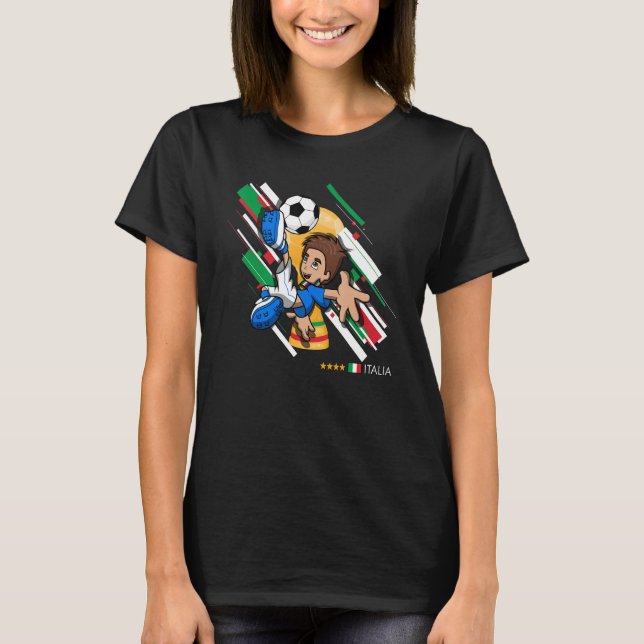 Italy Football Soccer Kids Playing Soccer Goal Dab T-Shirt (Front)