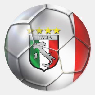 Italy Forza Azzurri Calcio Soccer Ball flag Classic Round Sticker