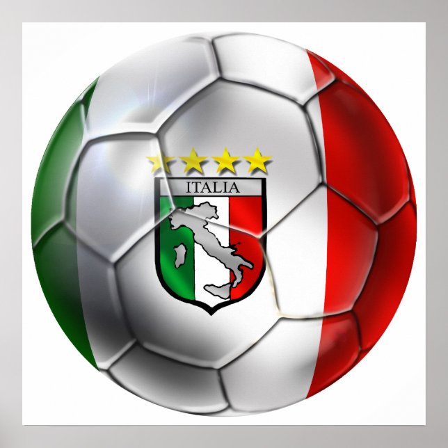 Italy Forza Azzurri Calcio Soccer Ball flag Poster (Front)