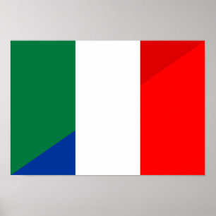 italy france flag country half symbol poster