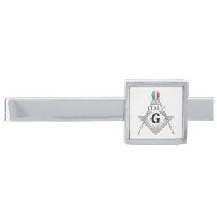 Italy freemasonry sign silver finish tie bar