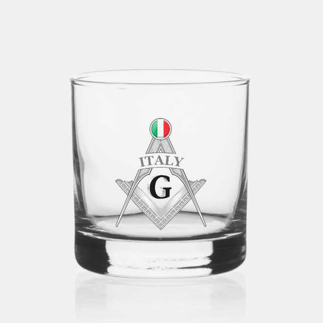 Italy freemasonry sign whiskey glass (Front)