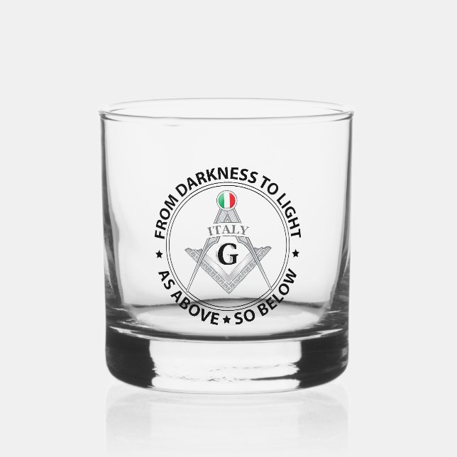 Italy freemasonry sign whiskey glass (Front)