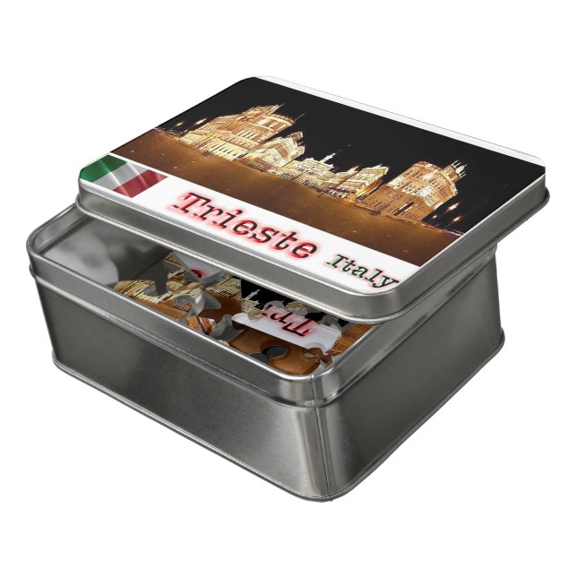 Italy - Friuli Venice Giulia - Trieste by Night - Jigsaw Puzzle (Lid Open)
