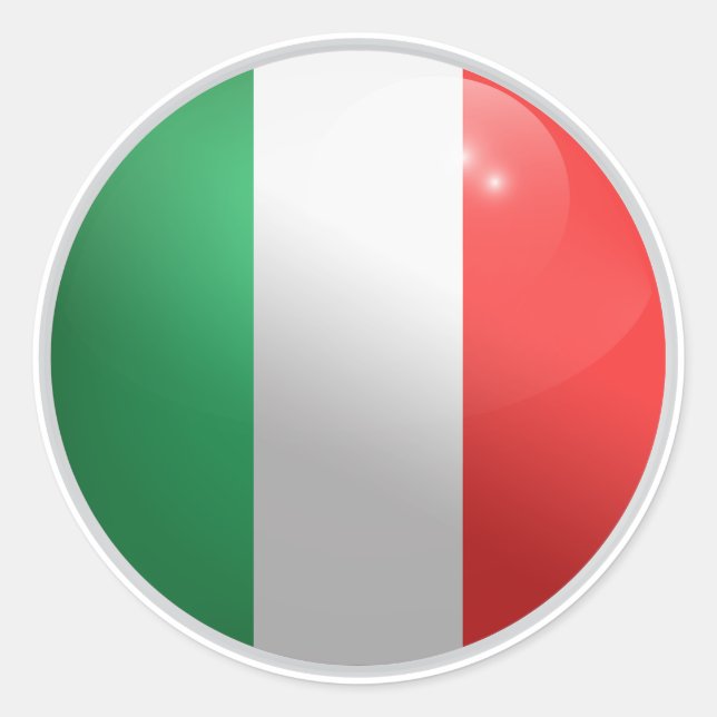 Italy Glossy Circle Flag  Classic Round Sticker (Front)