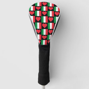 Italy Golf Lover Heart Pattern Italian Flag Golf Head Cover