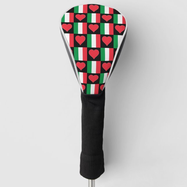 Italy Golf Lover Heart Pattern Italian Flag Head Cover (Front)