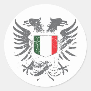 Italy Grunged Classic Round Sticker by brev87 at Zazzle
