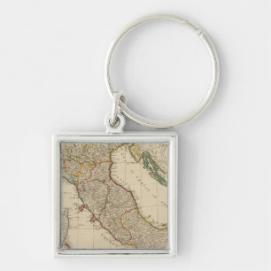 Italy hand colored Atlas Map Keychain