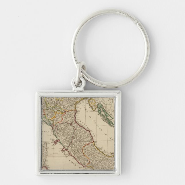 Italy hand colored Atlas Map Keychain (Front)
