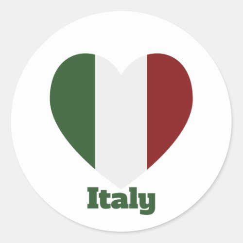 Italy Heart Flag Classic Round Sticker