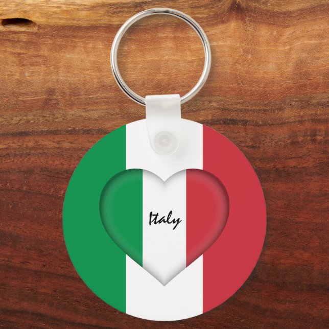 Italy & Heart,  Italian Flag fashion / sports Keychain (Front)