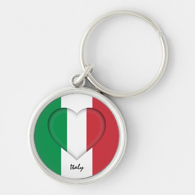 Italy & Heart,  Italian Flag fashion /sports Keychain (Front)