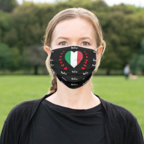 Italy  Heart _ Italian Flag sports patriots Adult Cloth Face Mask