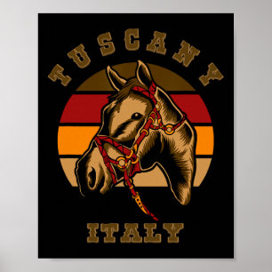 Italy Horseck Riding Horse Retro Style Tuscany Equ Poster