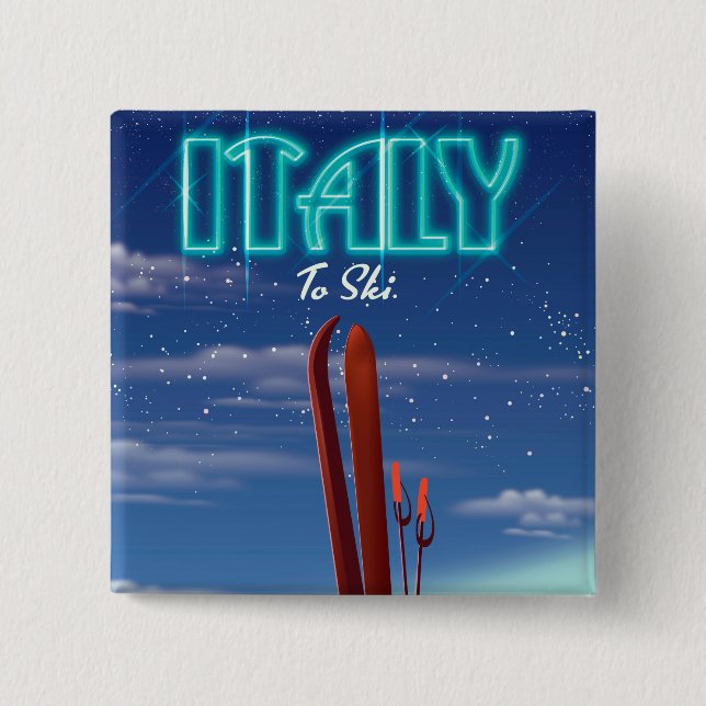 Italy 'Ice' Ski travel poster. Button (Front)