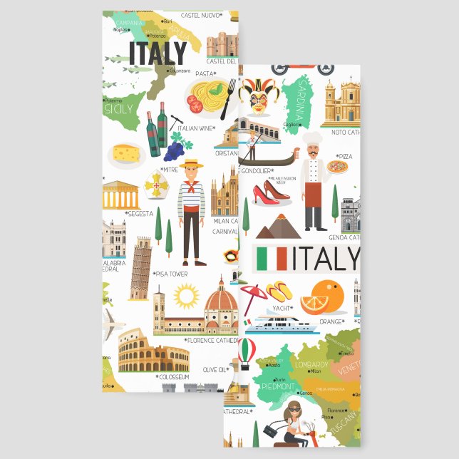 Italy Icons Design Bookmark (Front & Back)