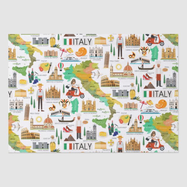  Italy Icons Design Tissue Paper (Front)