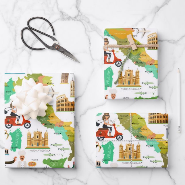  Italy Icons Design Wrapping Paper Sheets (Front)