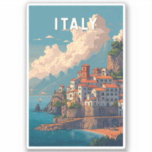 Italy Illustration Travel Art Vintage Sticker
