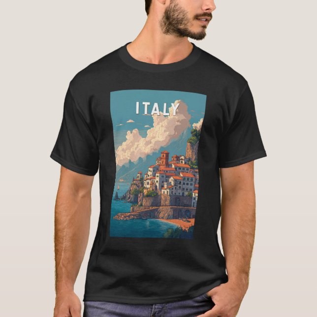 Italy Illustration Travel Art Vintage T-Shirt (Front)