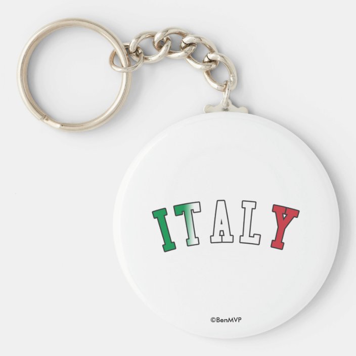 Italy in National Flag Colors Keychain