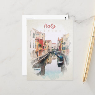 Italy in watercolor postcard