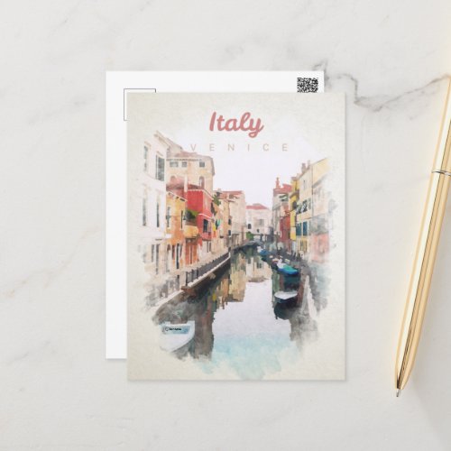 Italy in watercolor postcard