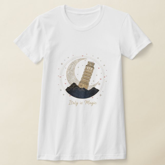 Italy is Magic T-Shirt - Elegant Leaning Tower (Laydown)