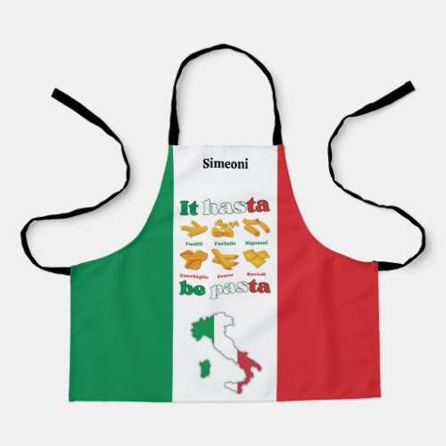 Italy IT HASTA BE PASTA Kids Apron