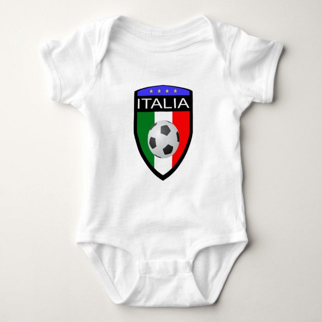 Italy / Italia Flag Patch - with soccer ball Baby Bodysuit (Front)
