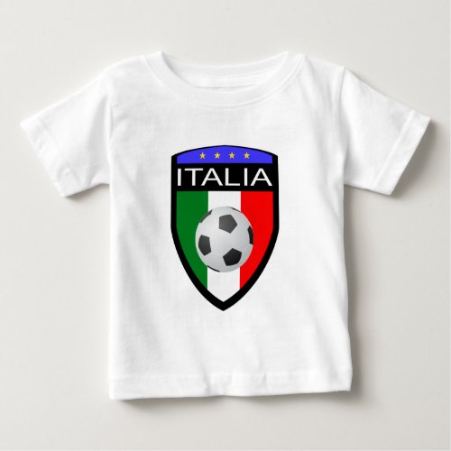 Italy  Italia Flag Patch _ with soccer ball Baby T_Shirt