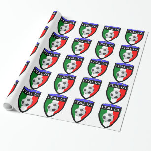 Italy / Italia Flag Patch - with soccer ball Wrapping Paper