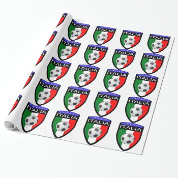 Italy / Italia Flag Patch - With Soccer Ball Wrapping Paper by SpataroArts at Zazzle