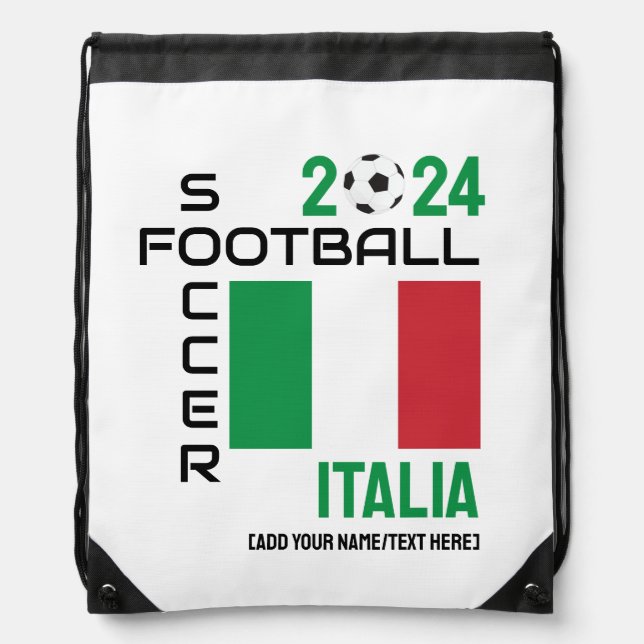 ITALY ITALIA Football Custom Name 2024 Any Year  Drawstring Bag (Front)