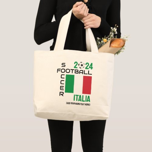 ITALY ITALIA Football Custom Name 2024 Any Year  Large Tote Bag