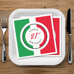 Italy Italia Italian Flag Happy 21st Birthday Napkins