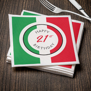 Italy Italia Italian Flag Happy 21st Birthday Napkins