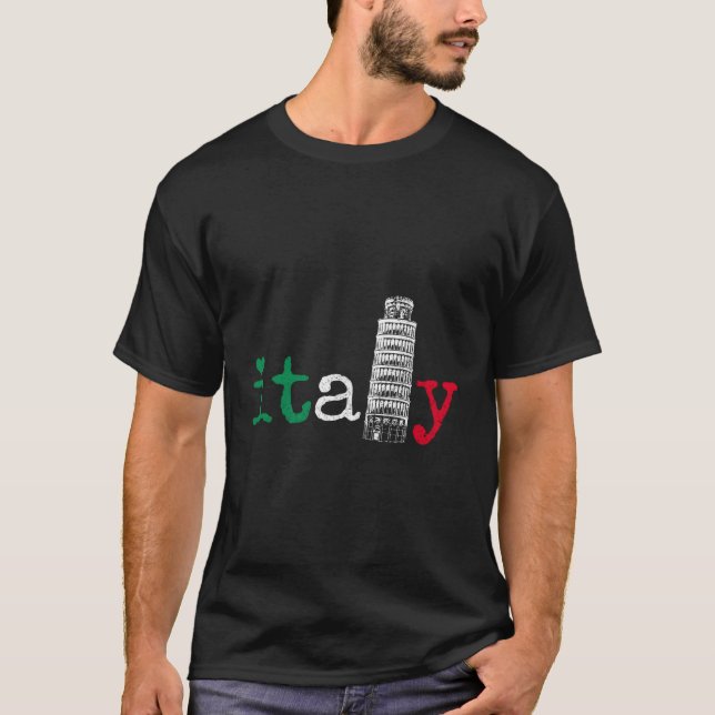 Italy Italia Italian Flag Pride Leaning Tower Of P T-Shirt (Front)