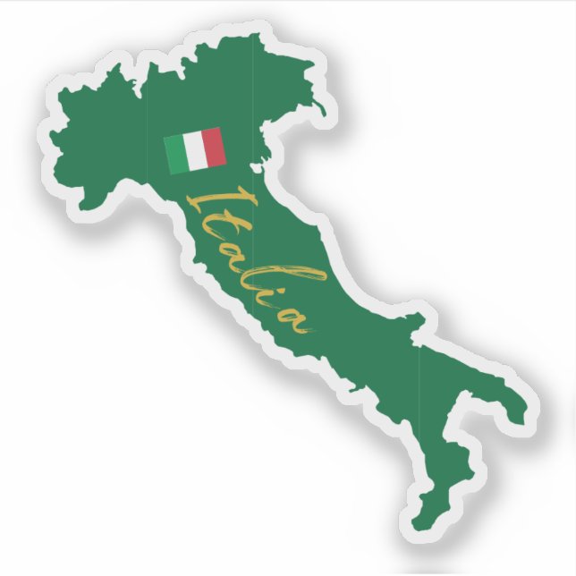 Italy Italia map outline with name and flag Sticker (Front)