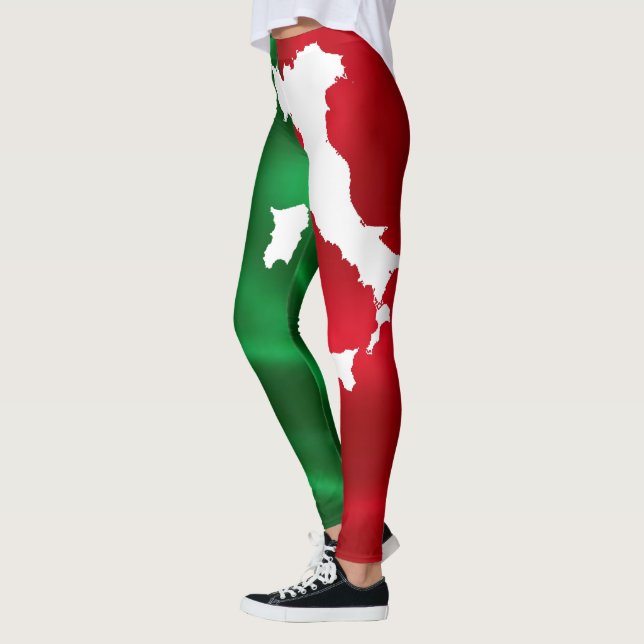 italy italia map red green white flag pattern leggings (Left)