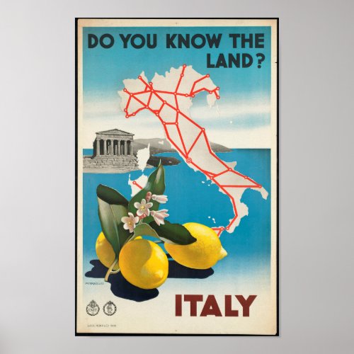 Italy _ Italia vintage travel Poster