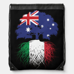 Italy Italian Australian Australia Tree Roots Flag Drawstring Bag