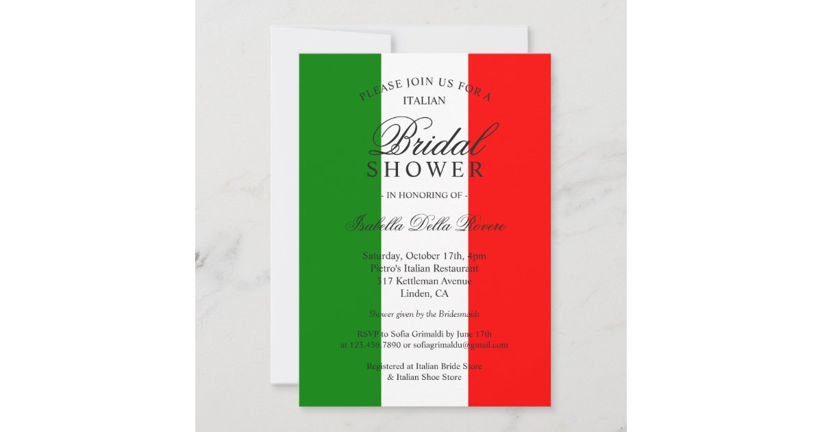 Italy Italian Bridal Shower Invitation Zazzle