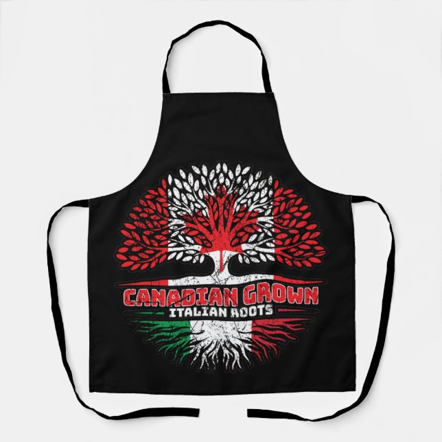 Italy Italian Canadian Canada Tree Roots Flag Apron (Front)