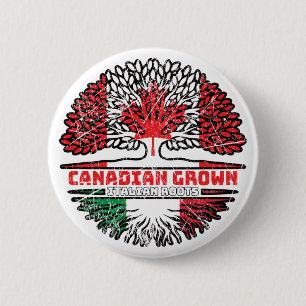 Italy Italian Canadian Canada Tree Roots Flag Button
