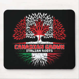 Italy Italian Canadian Canada Tree Roots Flag Mouse Pad